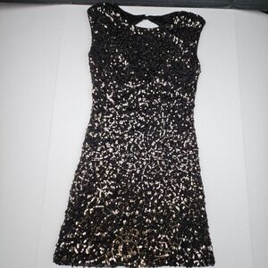 Lily Rose Womens Black Gold Sequin Mini Dress S Indie Sleaze Y2K Night Out Party